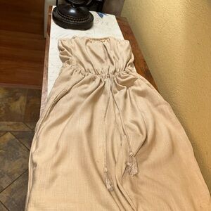 Aakaa Strapless Linen Blend Jumpsuit